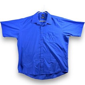 Edwards Button Up Shirt Mens Size XL Blue Short Sleeve Casual Cotton Poly